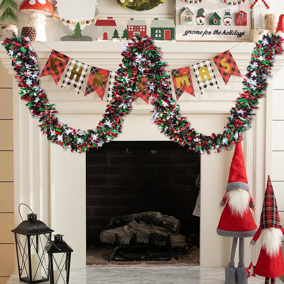 6.56 Feet Green Red Christmas  - Tinsel Garland Decoration review and price