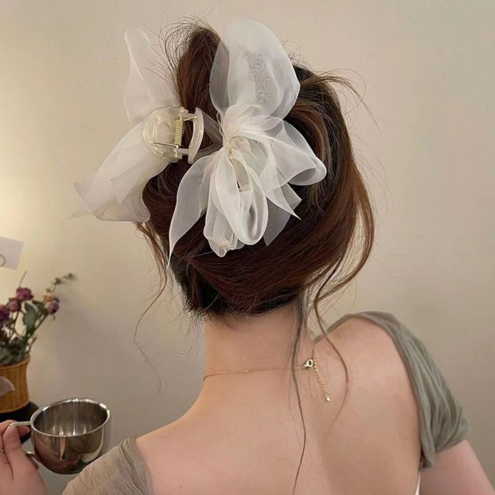 1PCFashion Mesh Tulle Large Bo - Ribbon Bow Gift review and price